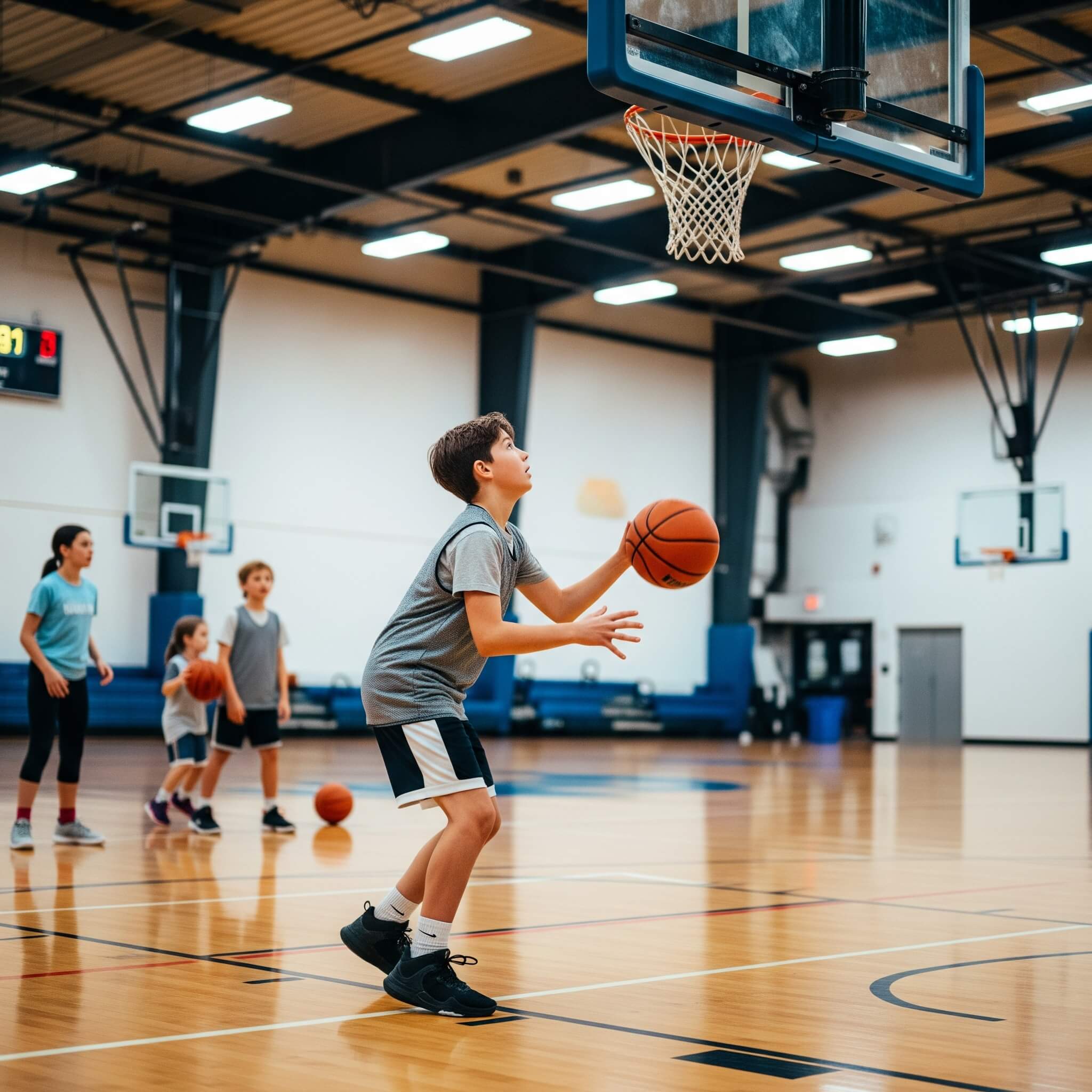 Youth basketball player making read and react decision