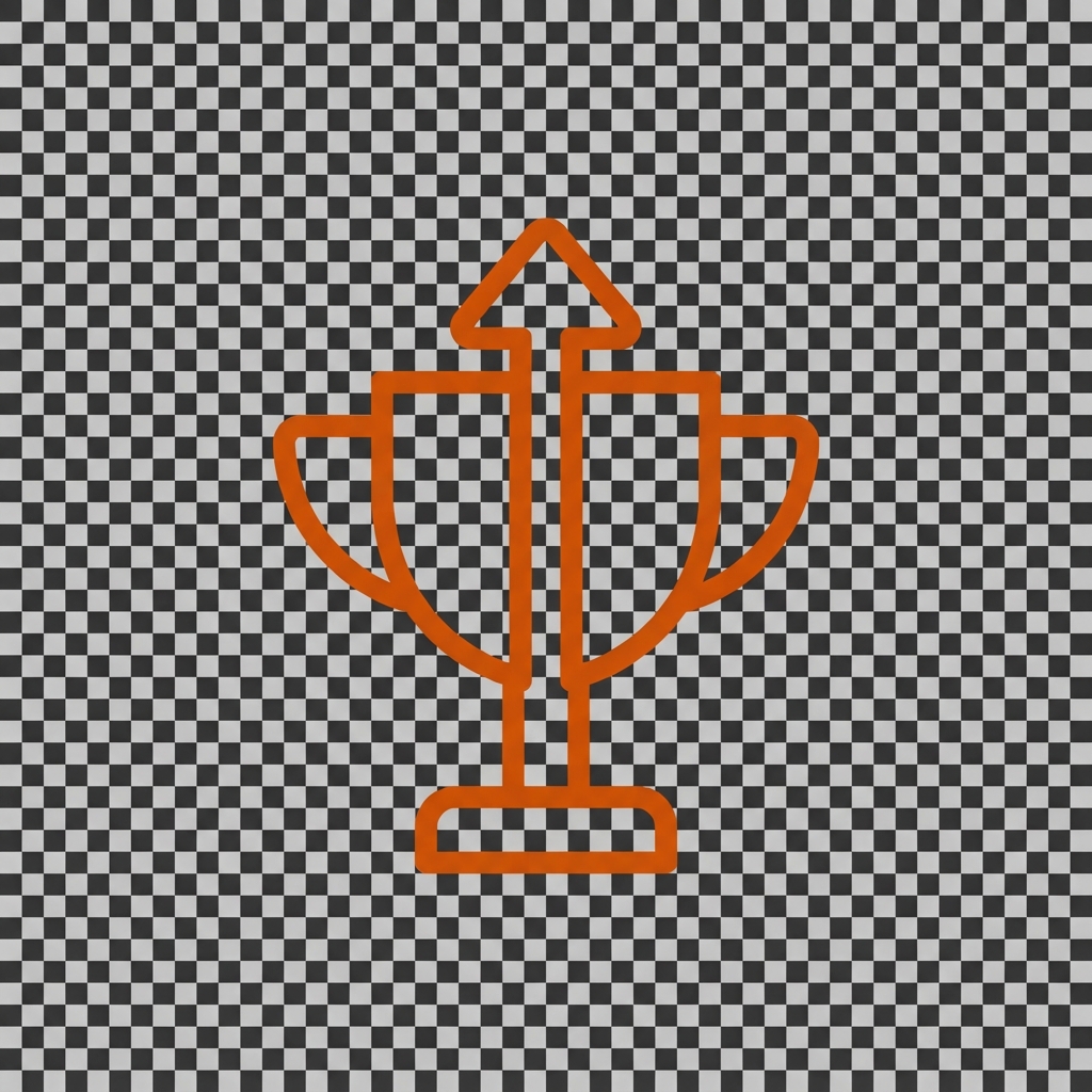 Icon of a trophy with an ascending arrow